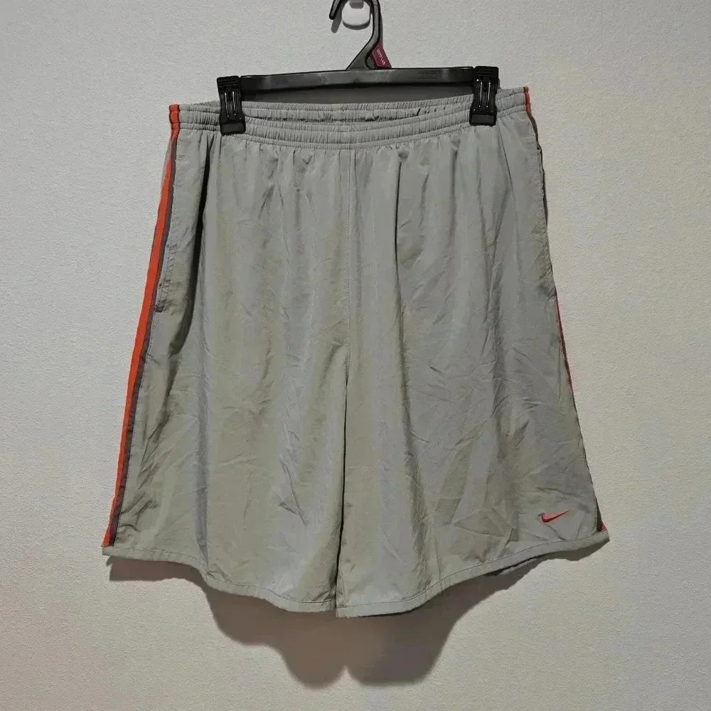 Nike Dri Fit Shorts XL Panty Liner Gray Orange Stripe Basketball Shorts Dri-Fit